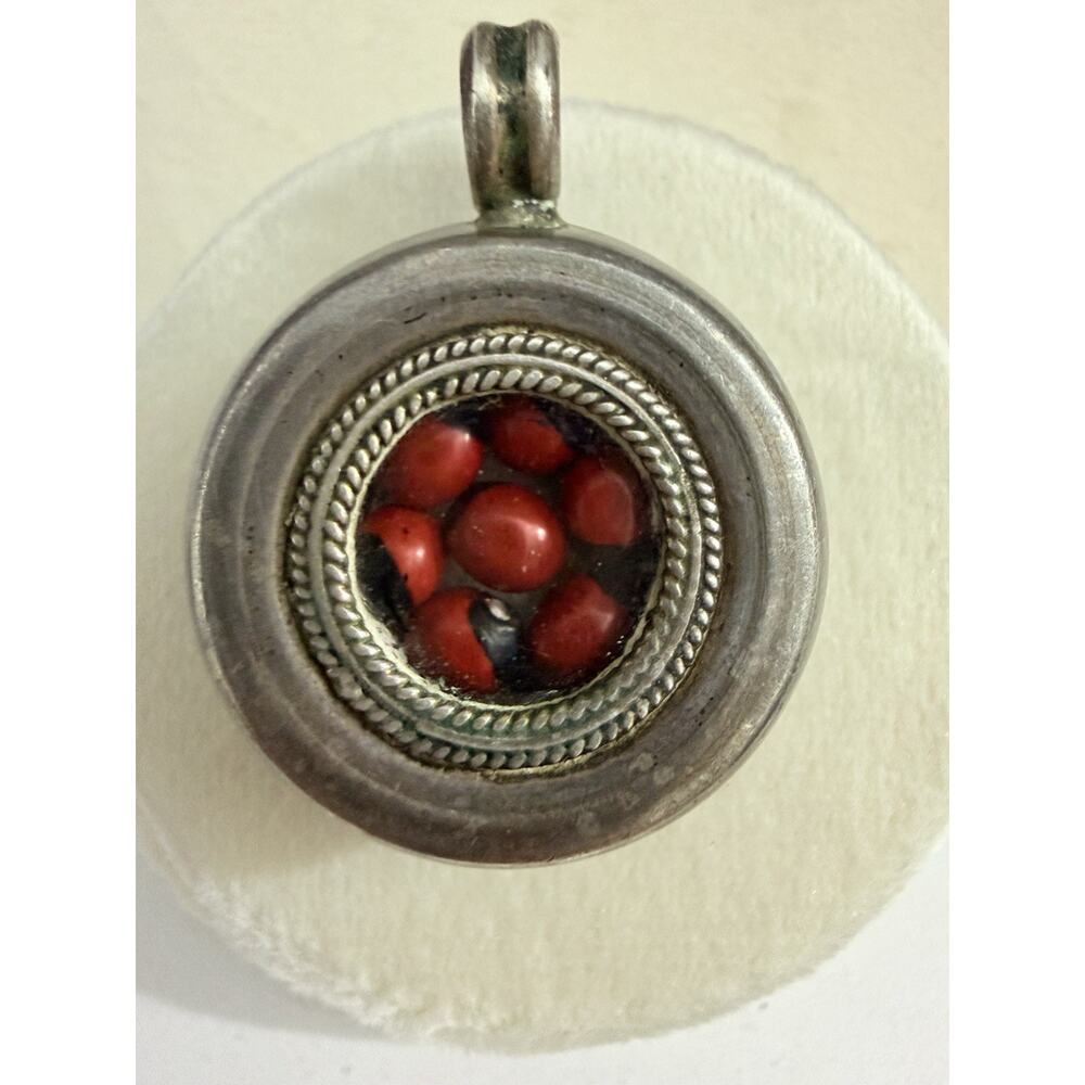 Vintage 925 Sterling Silver Huayruro Seed Pendant Good Luck Amulet
